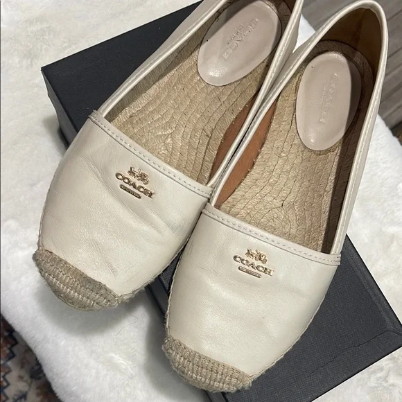 COACH- Rhodelle Soft Lambskin Women's Chalk Espadrille Flats- 9M - Picture 8 of 10